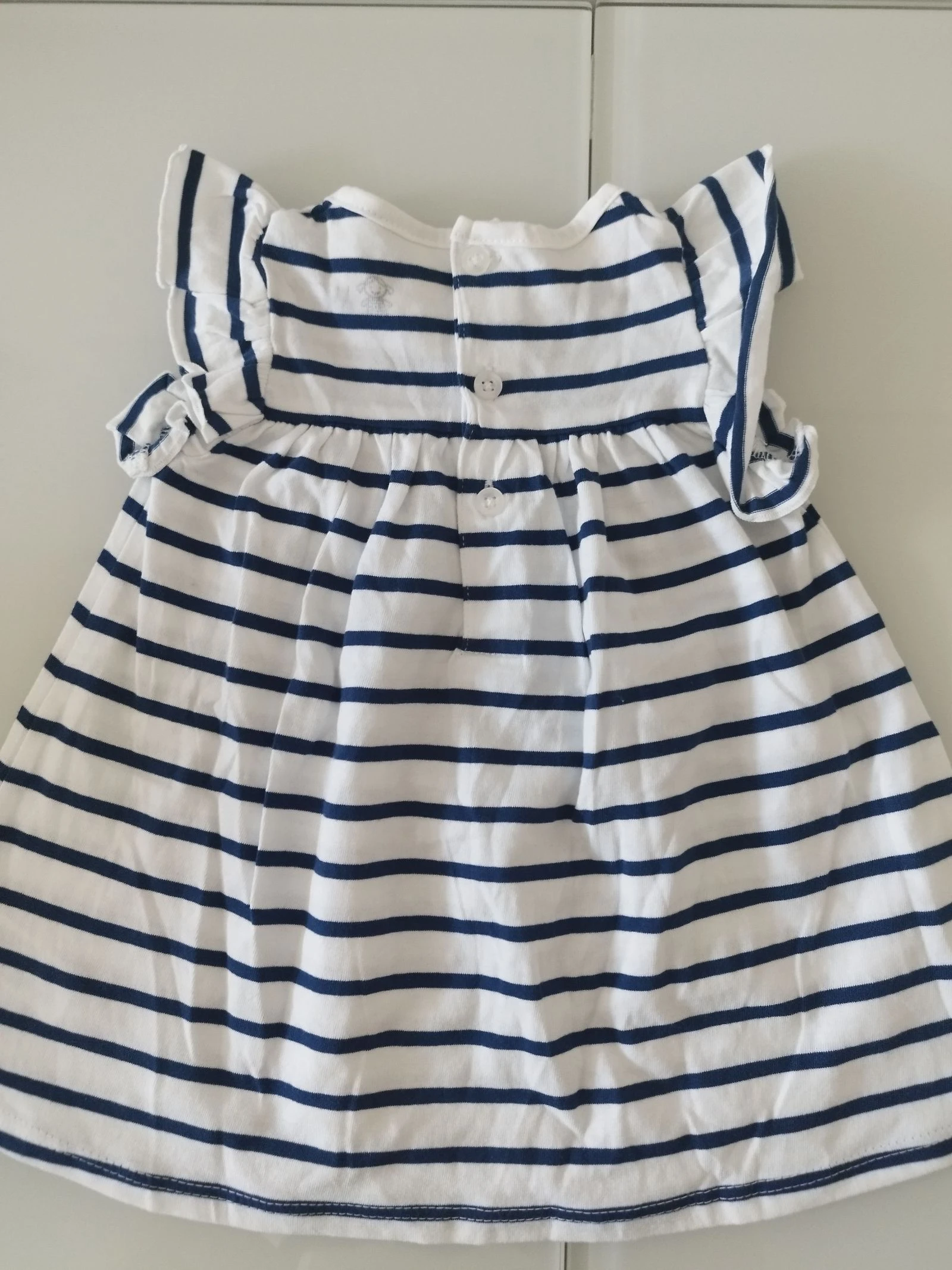 Camiseta larga tipo vestido de rayas azul y blanco 9 meses yex – photo 3